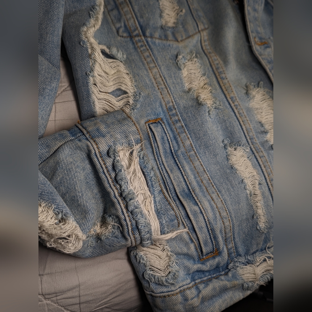 Distressed Denim Jacket - image 3
